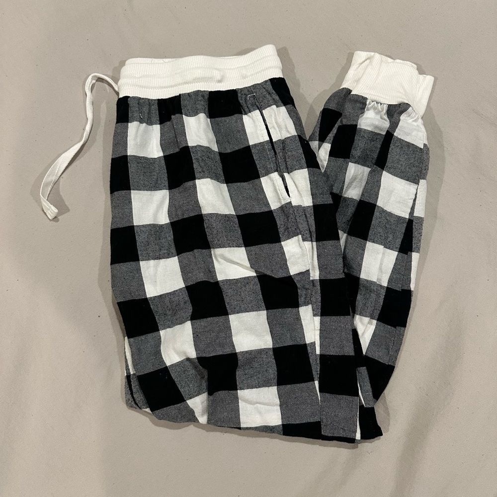 Stars Above Black and White Plaid PJ Pants